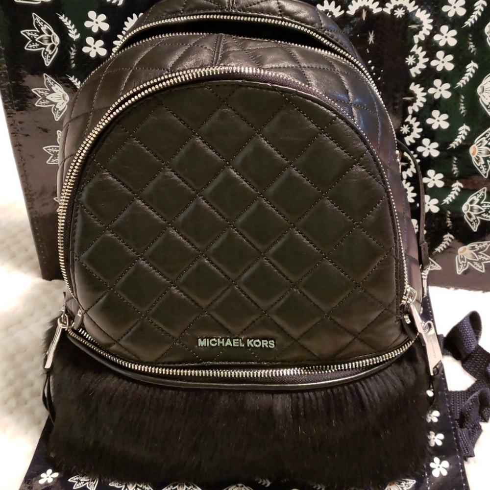 Michael Kors fur backpack purse